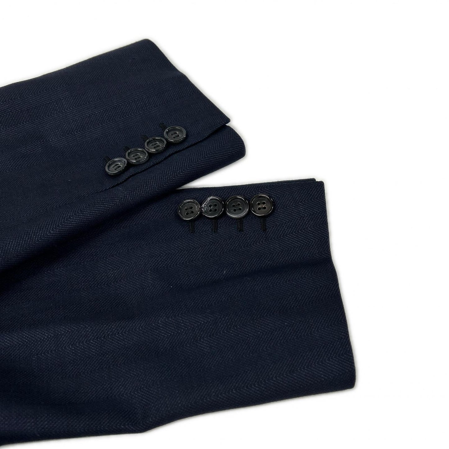 Brioni Navy Wool Herringbone 2B Jacket Size 46