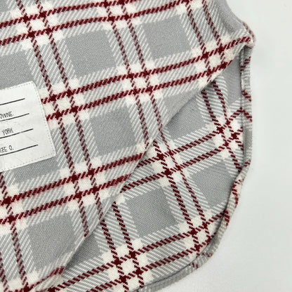 THOM BROWNE Red Gray Cotton Flannel Shirt Size 0