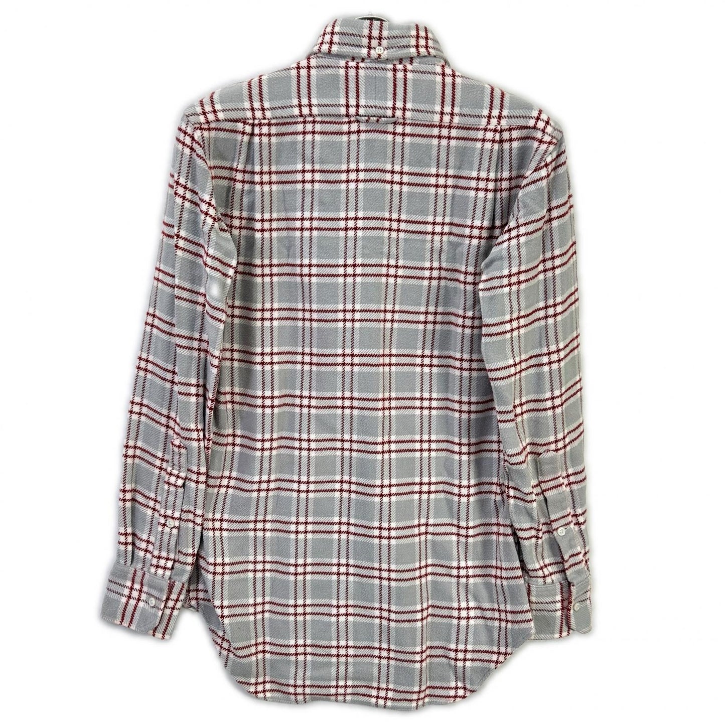 THOM BROWNE Red Gray Cotton Flannel Shirt Size 0