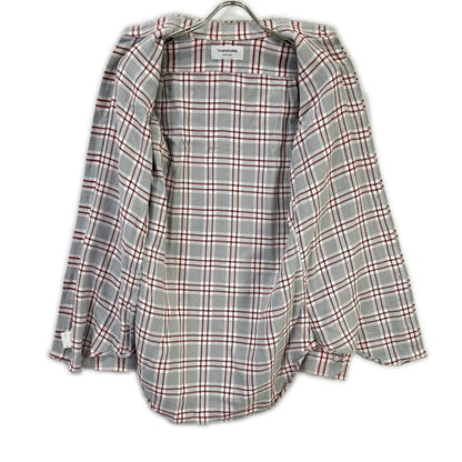 THOM BROWNE Red Gray Cotton Flannel Shirt Size 0