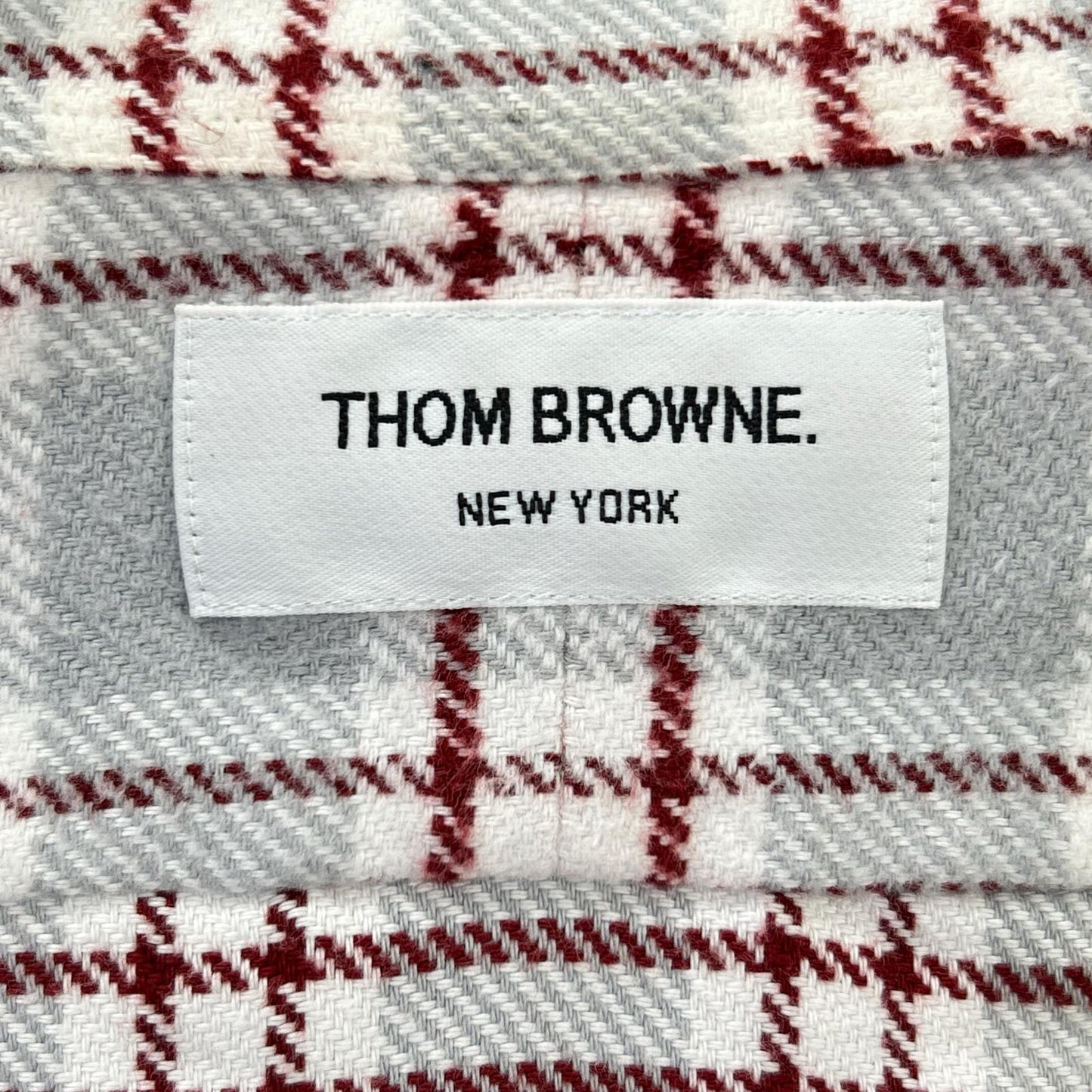 THOM BROWNE Red Gray Cotton Flannel Shirt Size 0