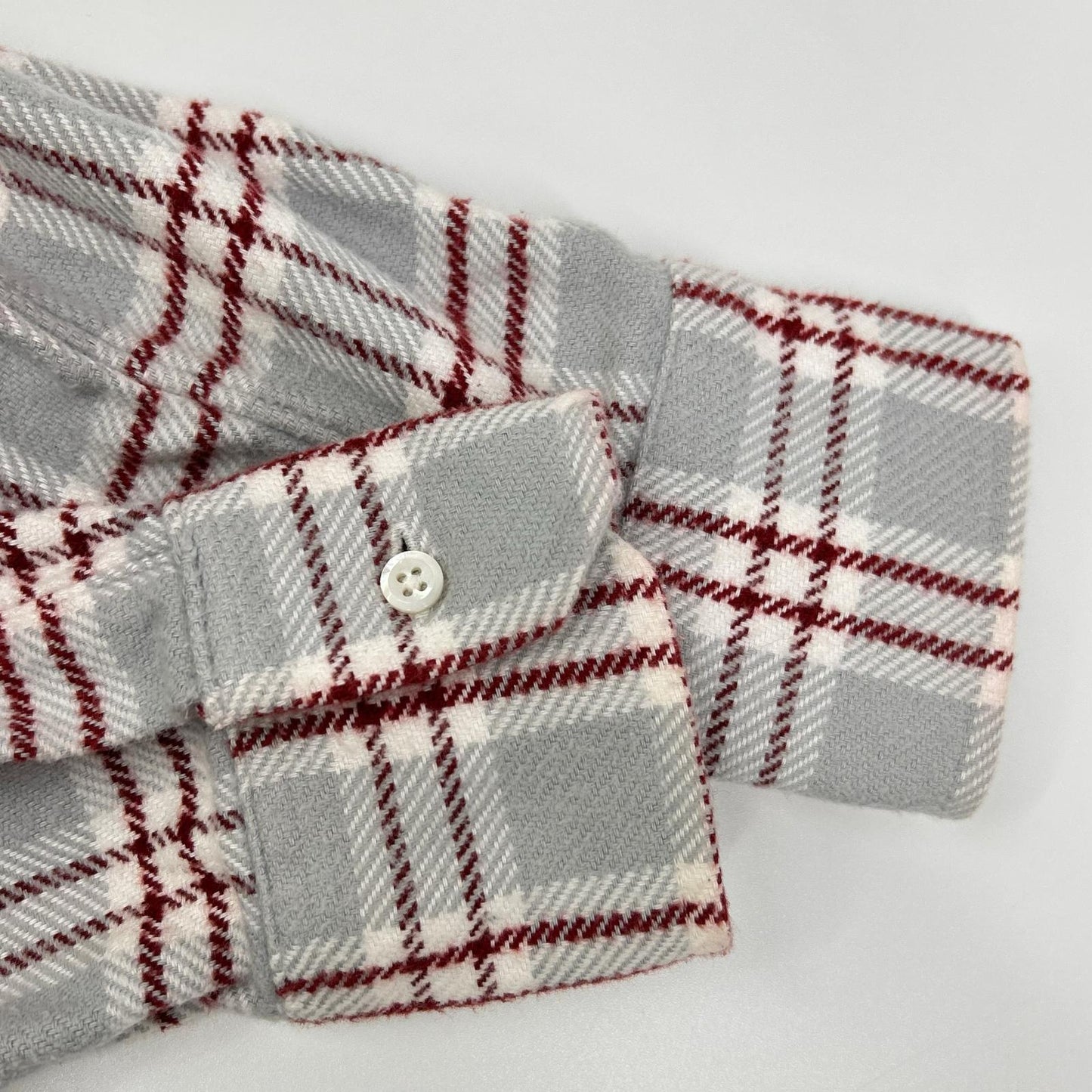 THOM BROWNE Red Gray Cotton Flannel Shirt Size 0