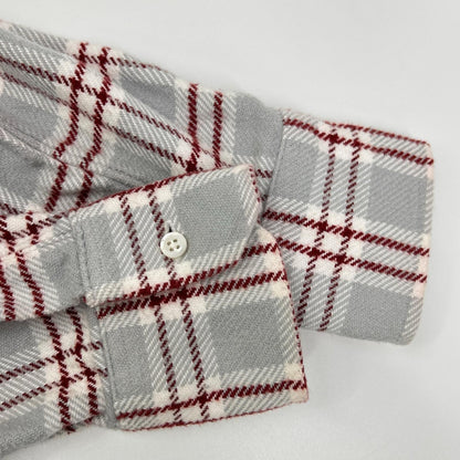 THOM BROWNE Red Gray Cotton Flannel Shirt Size 0