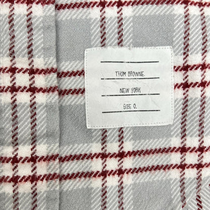 THOM BROWNE Red Gray Cotton Flannel Shirt Size 0