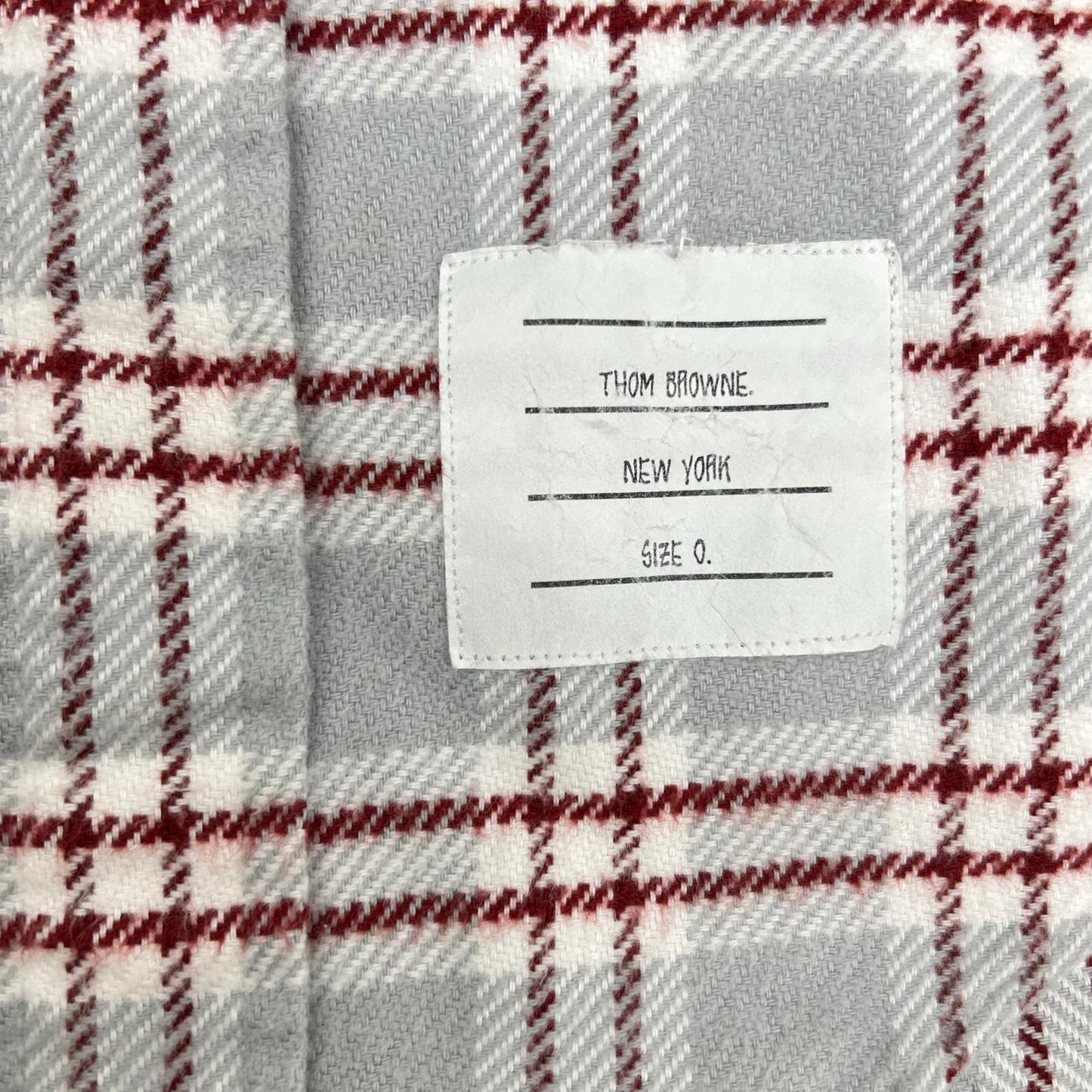 THOM BROWNE Red Gray Cotton Flannel Shirt Size 0