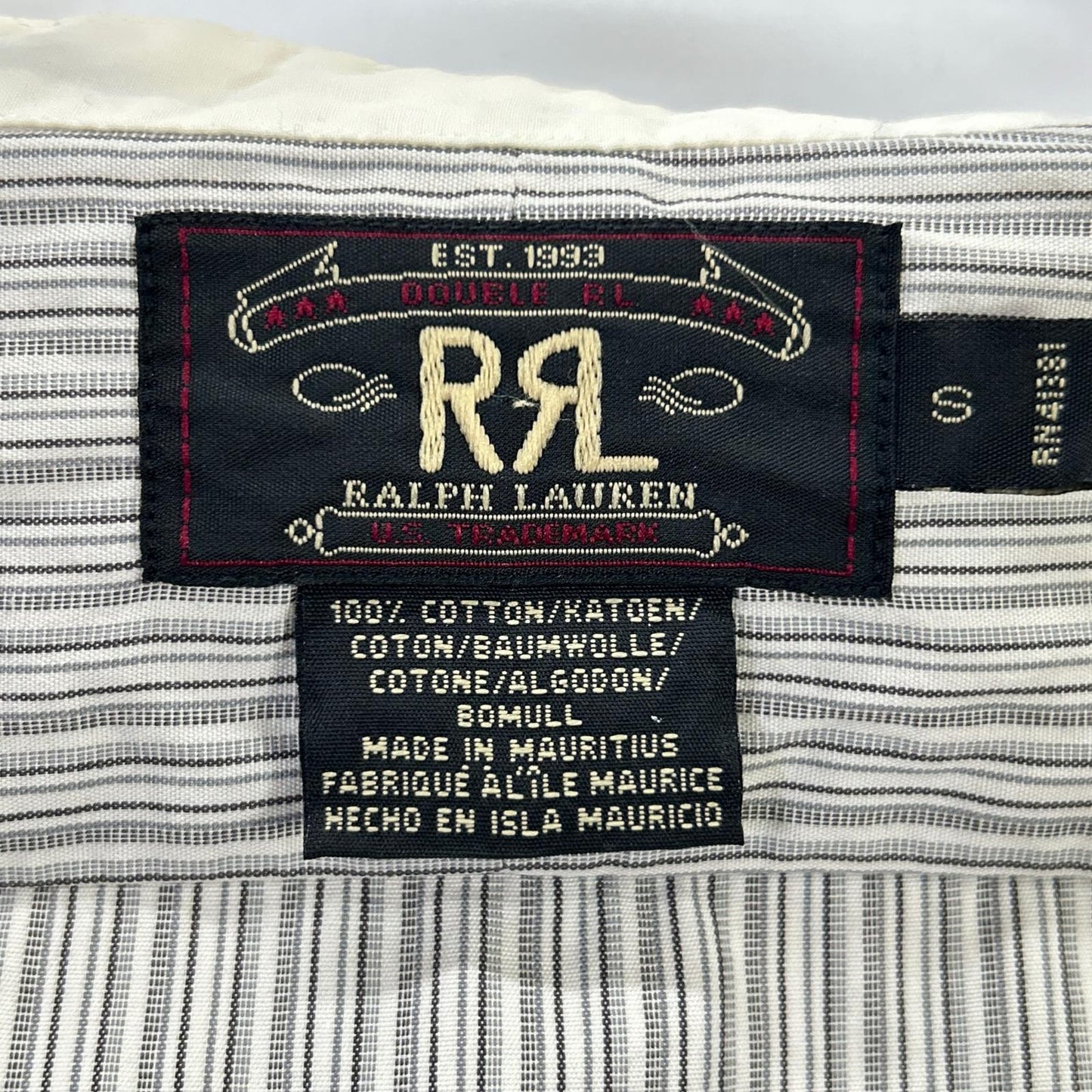 RRL 90s Three-Star Tag Striped Shirt Size S