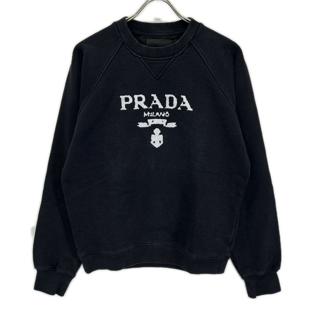 PRADA 21 Printed Cotton Fleece Sweatshirt Black Size XS