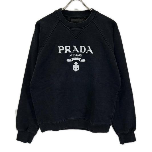 PRADA 21 Printed Cotton Fleece Sweatshirt Black Size XS