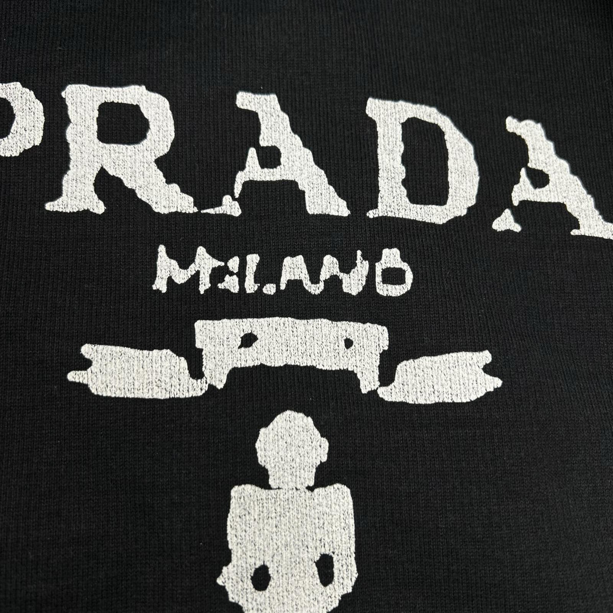 PRADA 21 Printed Cotton Fleece Sweatshirt Black Size XS