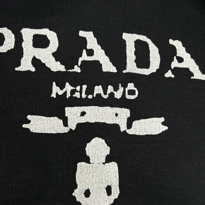 PRADA 21 Printed Cotton Fleece Sweatshirt Black Size XS