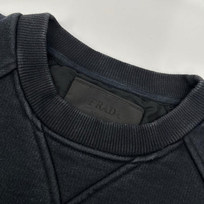 PRADA 21 Printed Cotton Fleece Sweatshirt Black Size XS