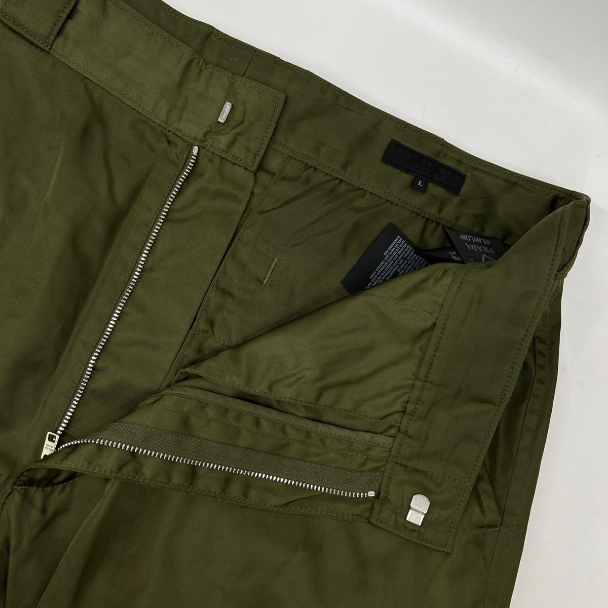 PRADA Re-Nylon Triangle Plate Cargo Pants Khaki Size L
