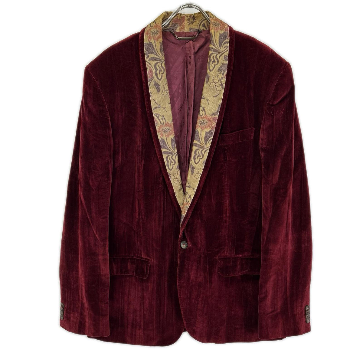 Dolce & Gabbana D&G Burgundy Velour Tuxedo Jacket Size 54