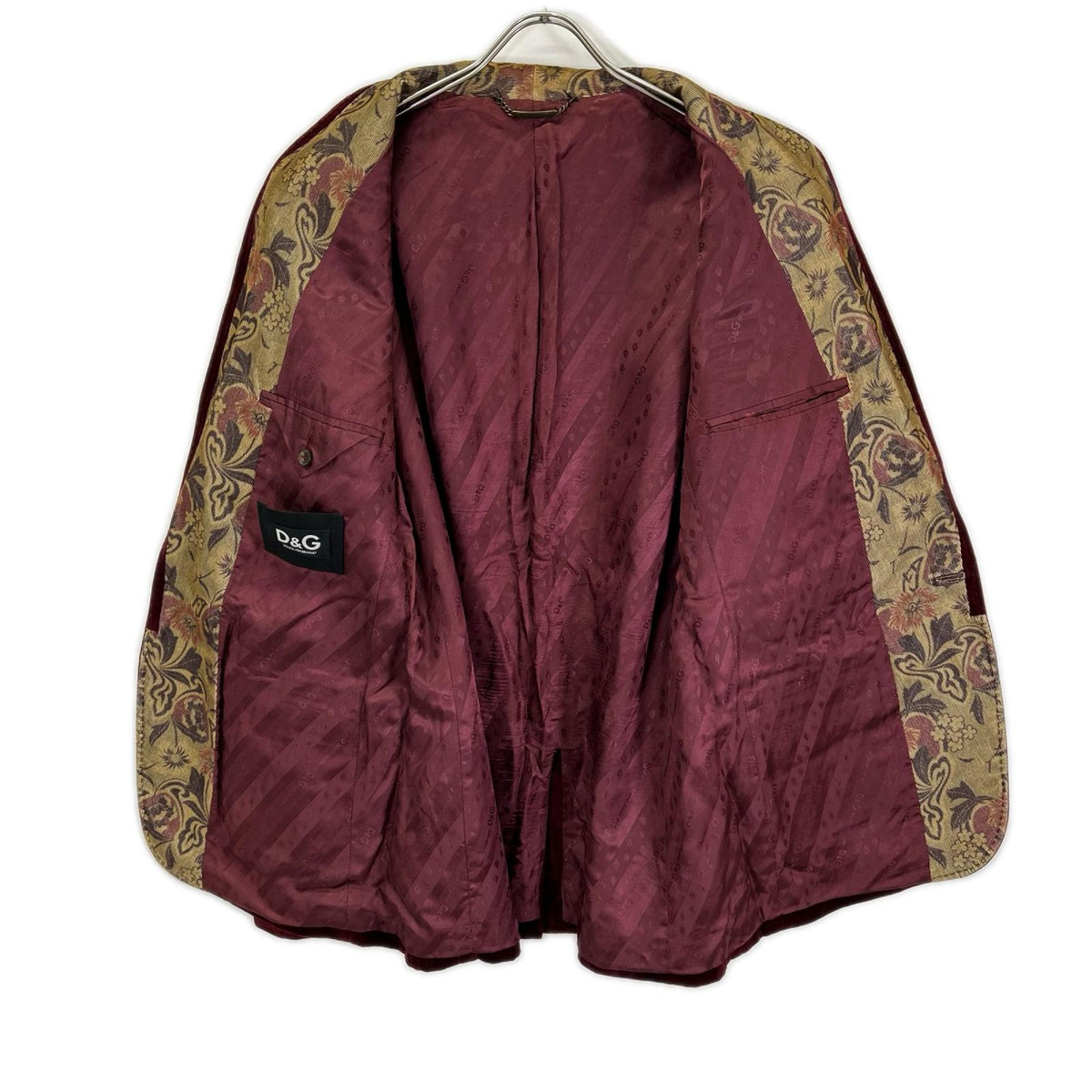 Dolce & Gabbana D&G Burgundy Velour Tuxedo Jacket Size 54