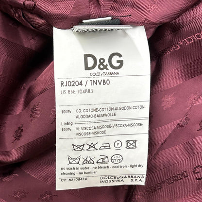 Dolce & Gabbana D&G Burgundy Velour Tuxedo Jacket Size 54