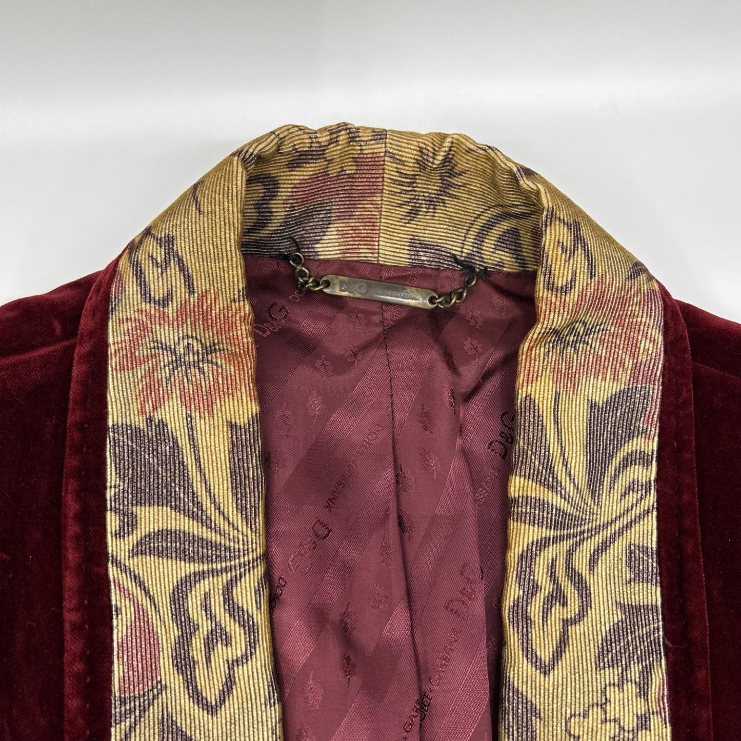 Dolce & Gabbana D&G Burgundy Velour Tuxedo Jacket Size 54