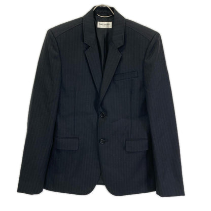 SAINT LAURENT PARIS Black Wool Striped 2B Blazer Size 46