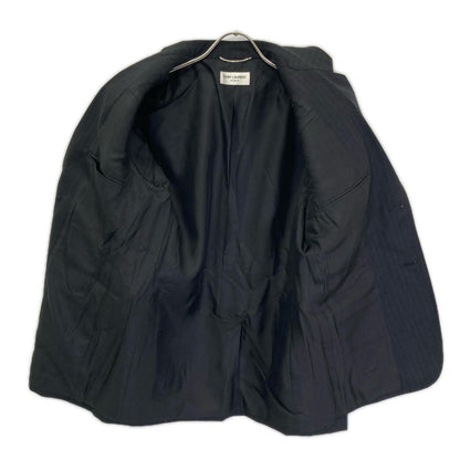 SAINT LAURENT PARIS Black Wool Striped 2B Blazer Size 46