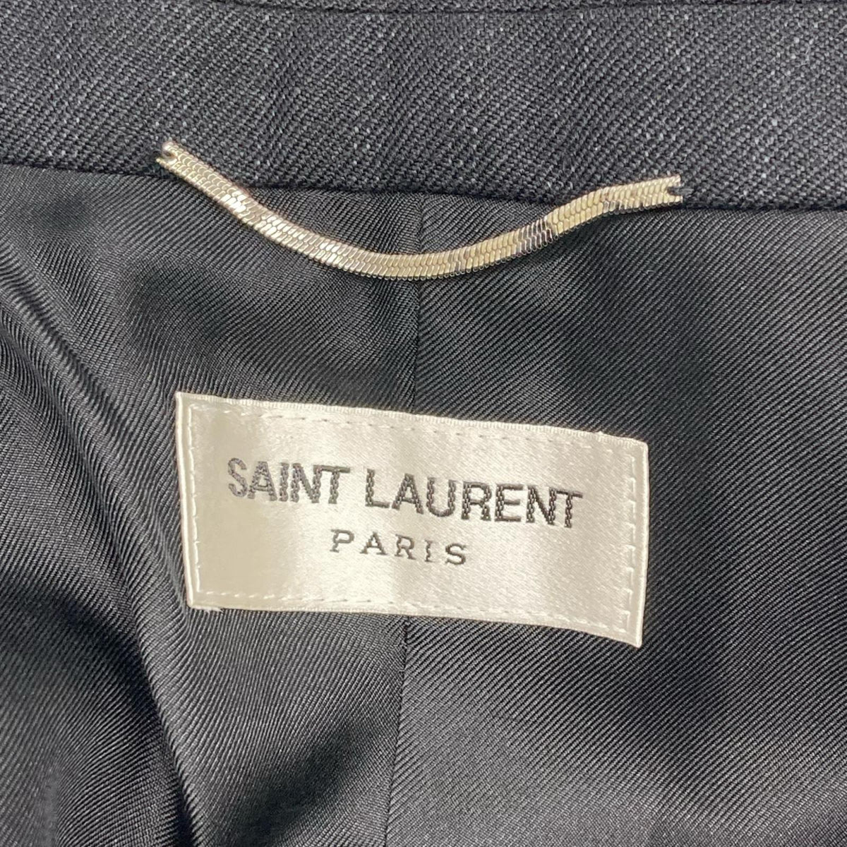 SAINT LAURENT PARIS Black Wool Striped 2B Blazer Size 46