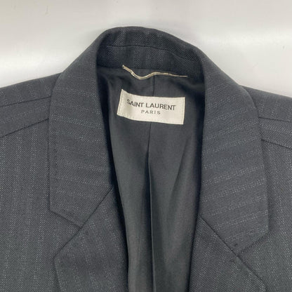 SAINT LAURENT PARIS Black Wool Striped 2B Blazer Size 46