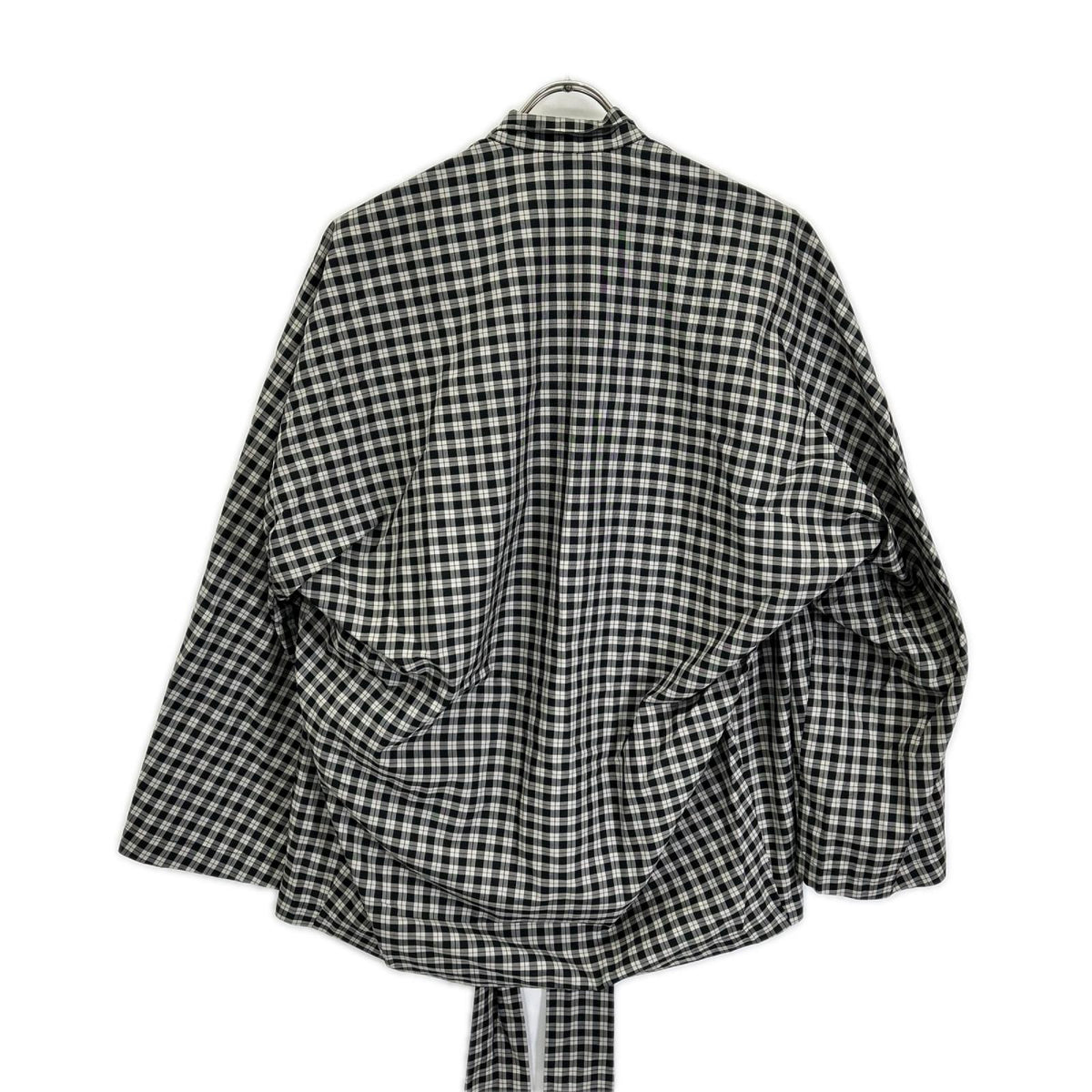 BALENCIAGA Check Bow Tie Long Sleeve Shirt x White Size 32