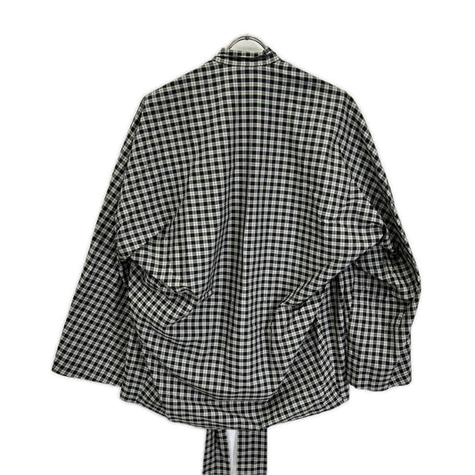 BALENCIAGA Check Bow Tie Long Sleeve Shirt x White Size 32