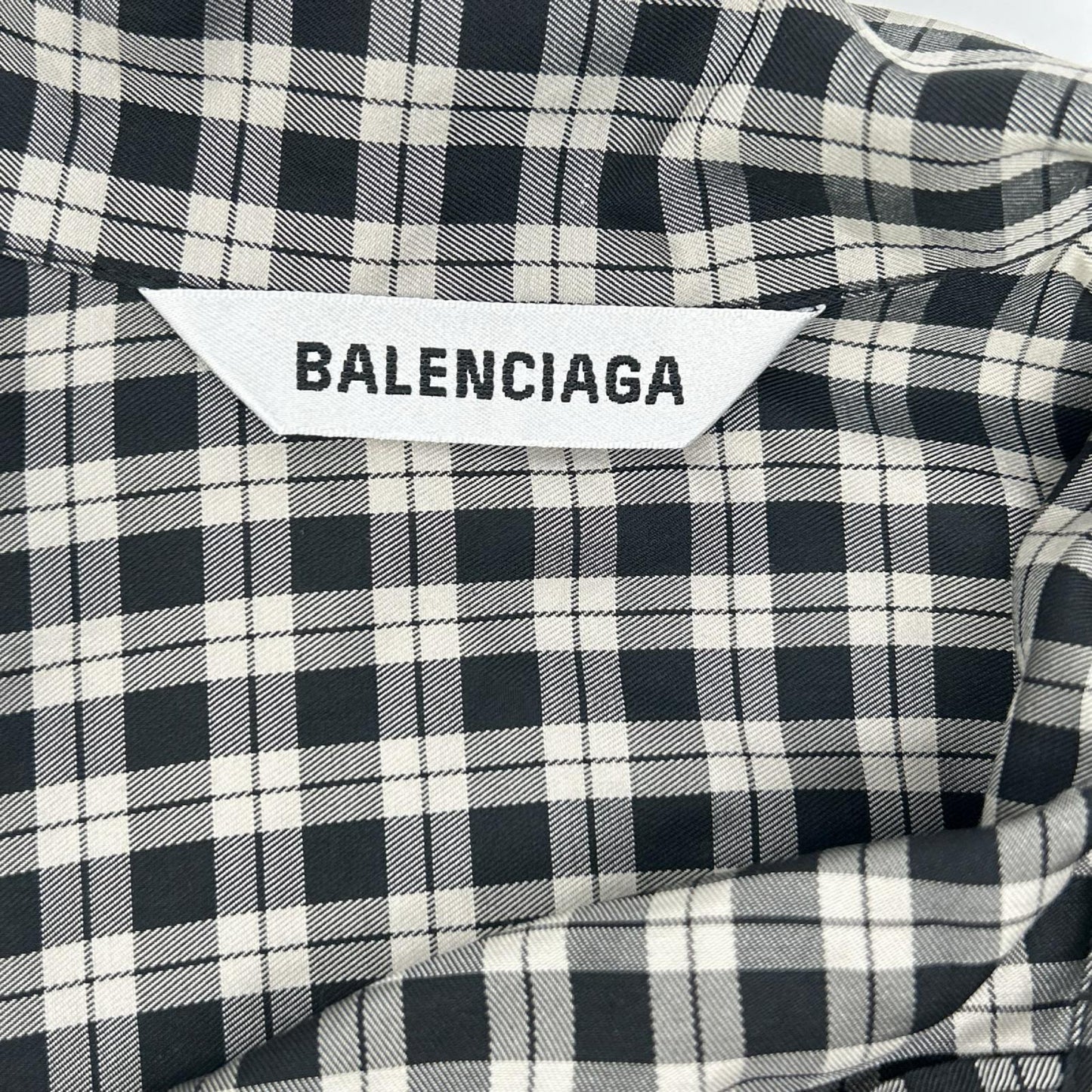 BALENCIAGA Check Bow Tie Long Sleeve Shirt x White Size 32