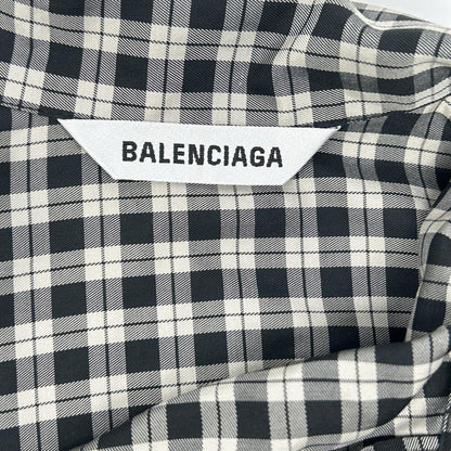BALENCIAGA Check Bow Tie Long Sleeve Shirt x White Size 32
