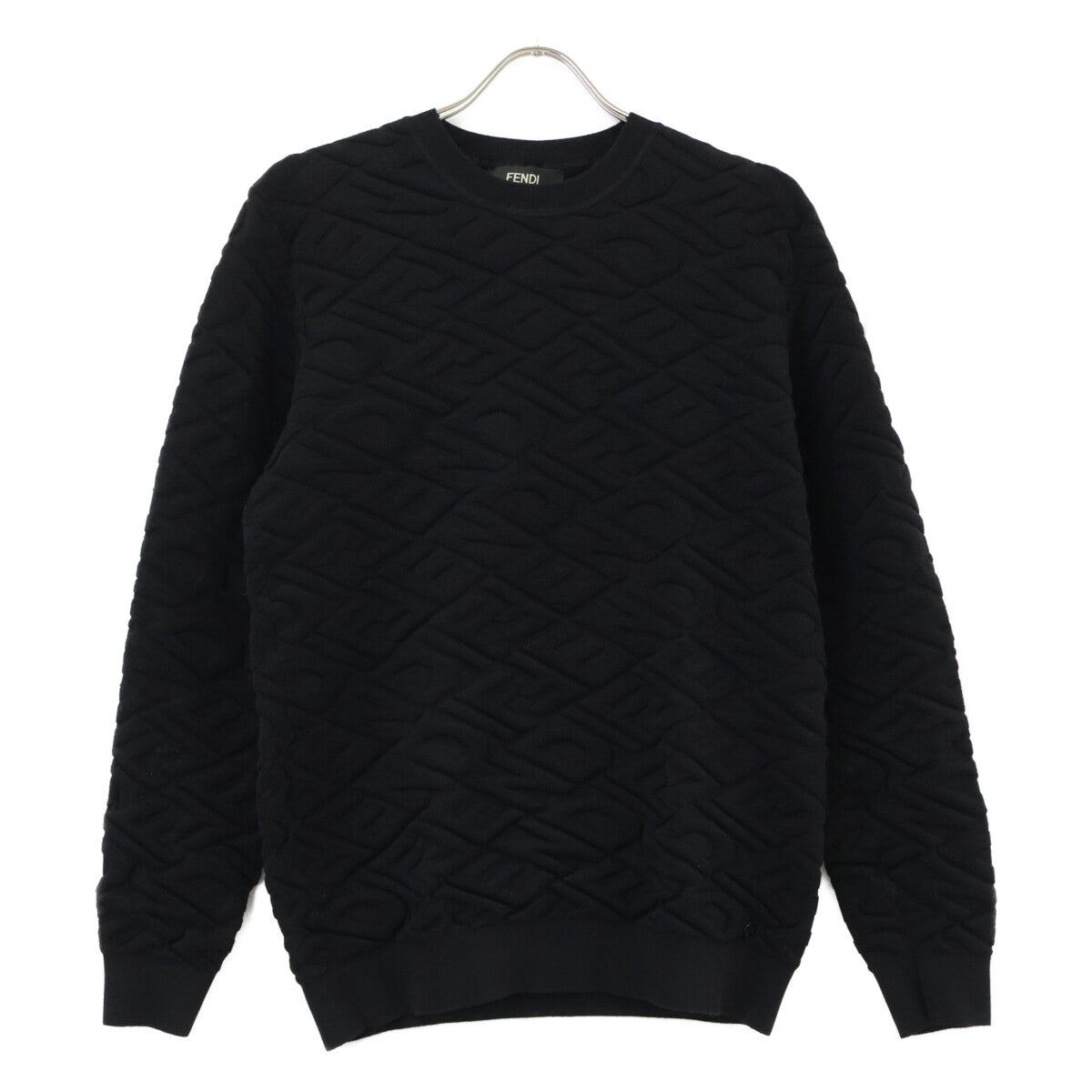 FENDI FZX061 FF Pattern Knit Sweater Black Size 46