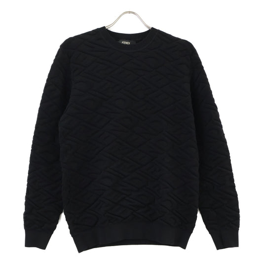 FENDI FZX061 FF Pattern Knit Sweater Black Size 46