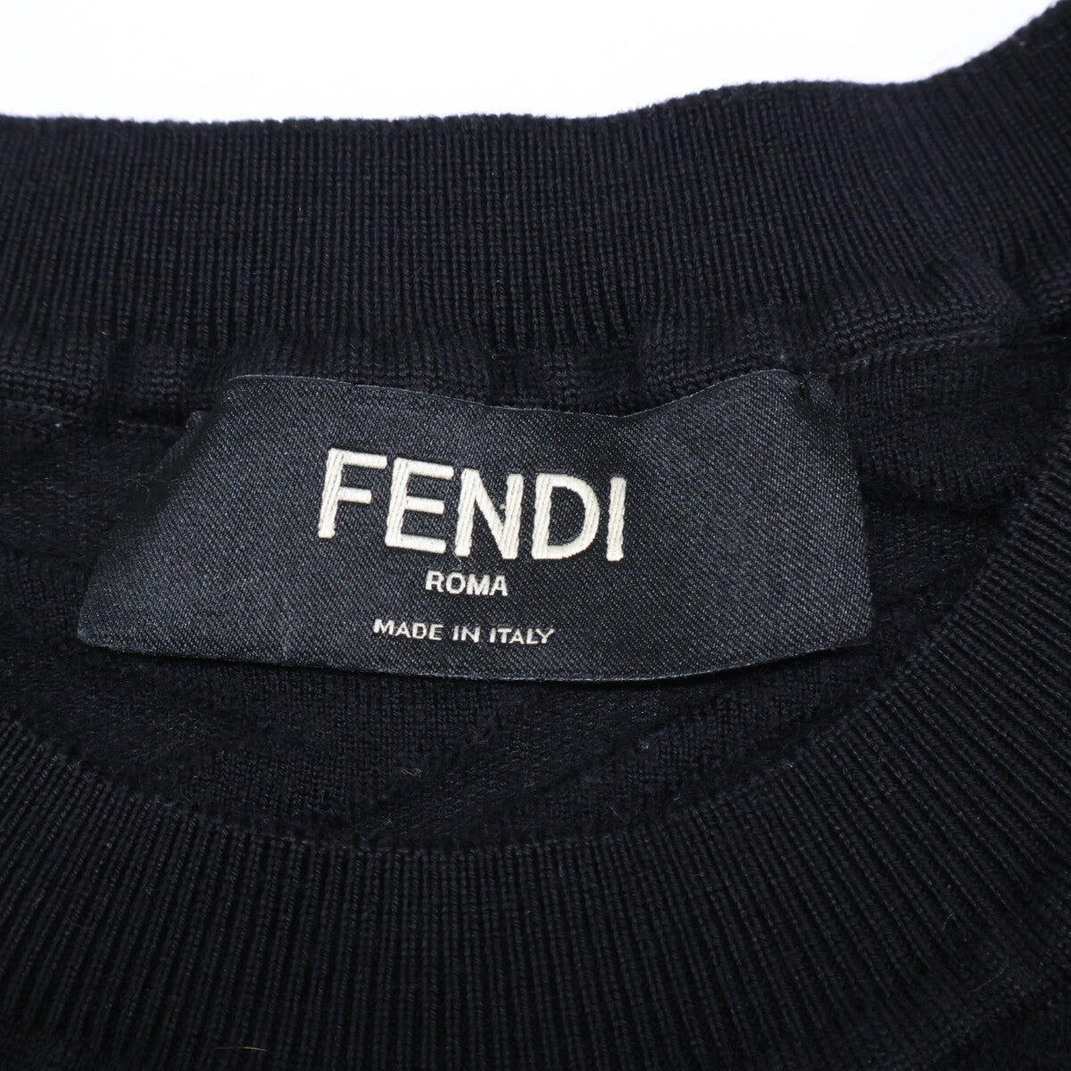 FENDI FZX061 FF Pattern Knit Sweater Black Size 46