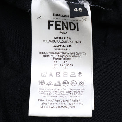 FENDI FZX061 FF Pattern Knit Sweater Black Size 46