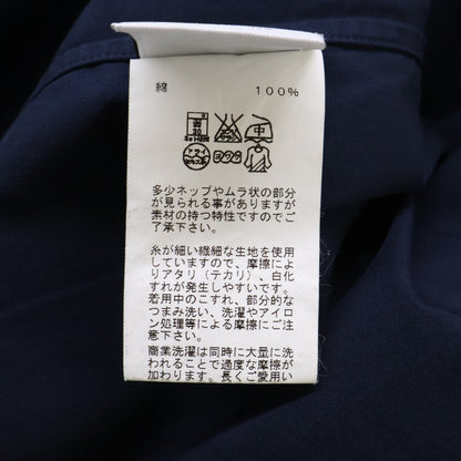 HERMES Navy Selier Button Fly Front Cotton Shirt Size 40