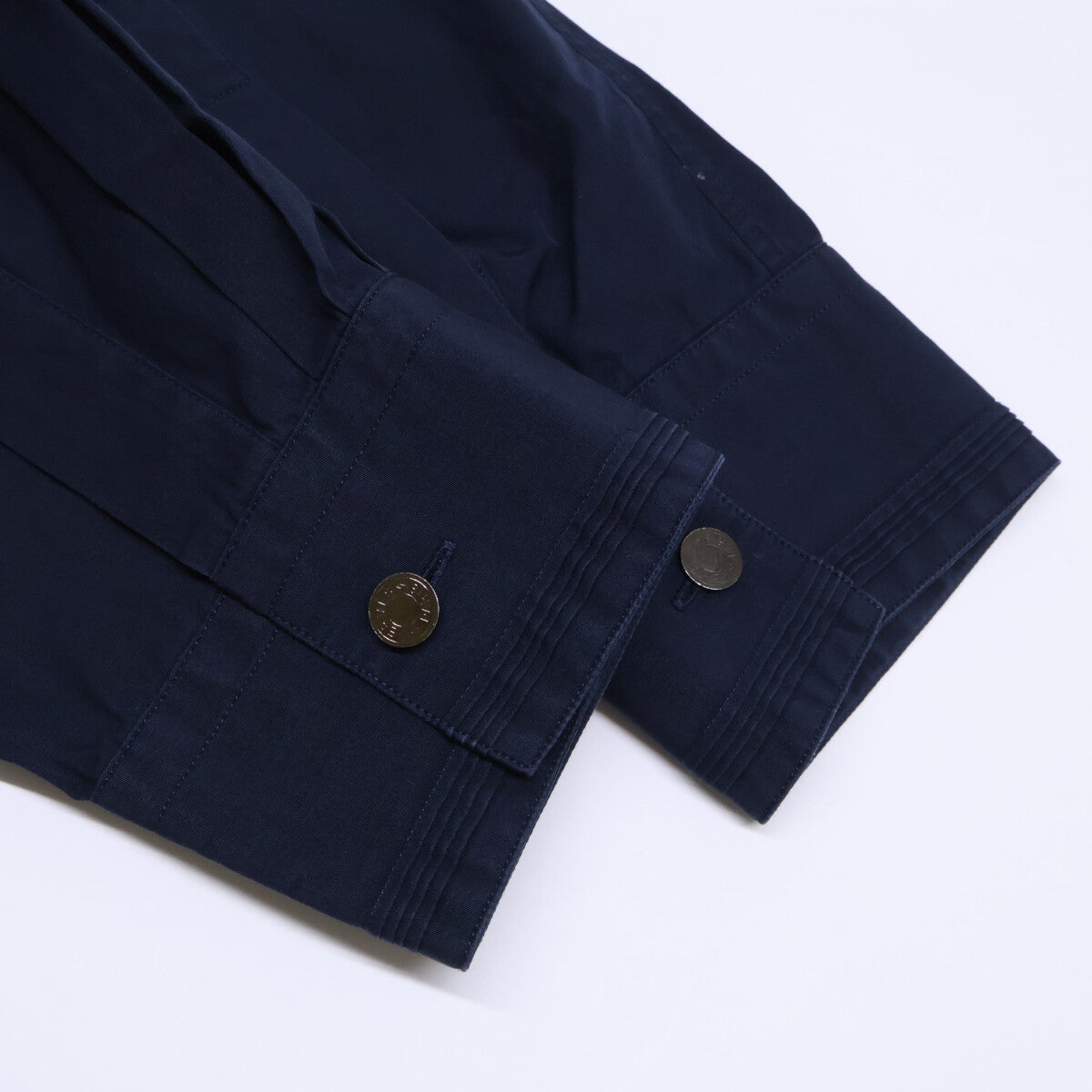 HERMES Navy Selier Button Fly Front Cotton Shirt Size 40