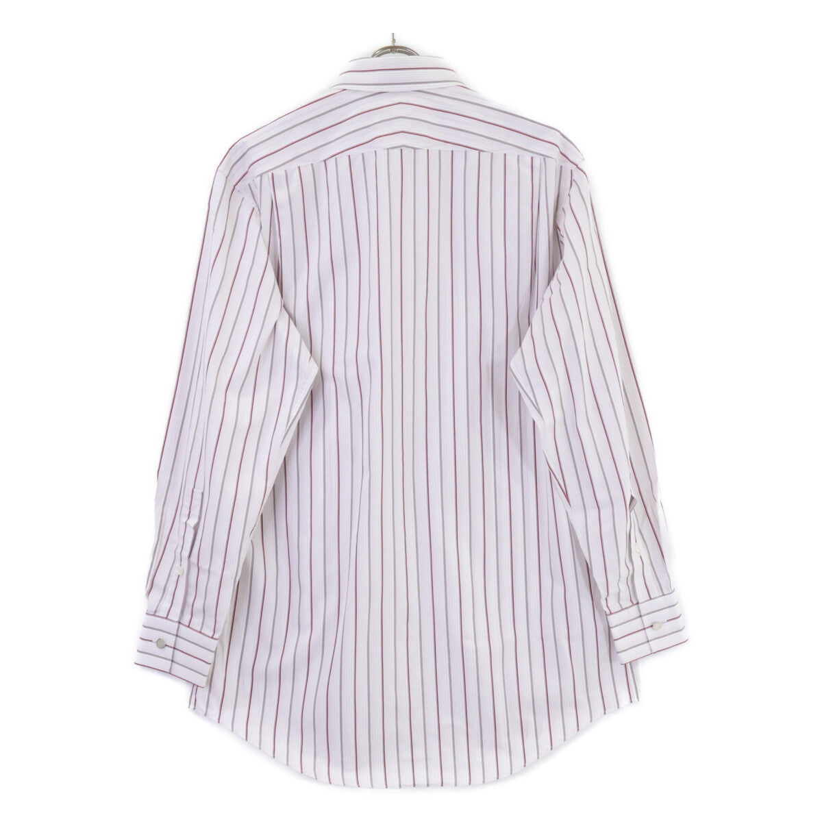 HERMES Striped Sellier Button Dress Shirt White/Red Size 40