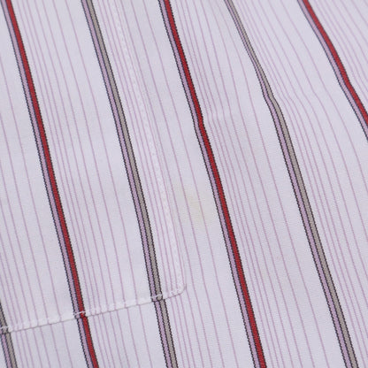 HERMES Striped Sellier Button Dress Shirt White/Red Size 40
