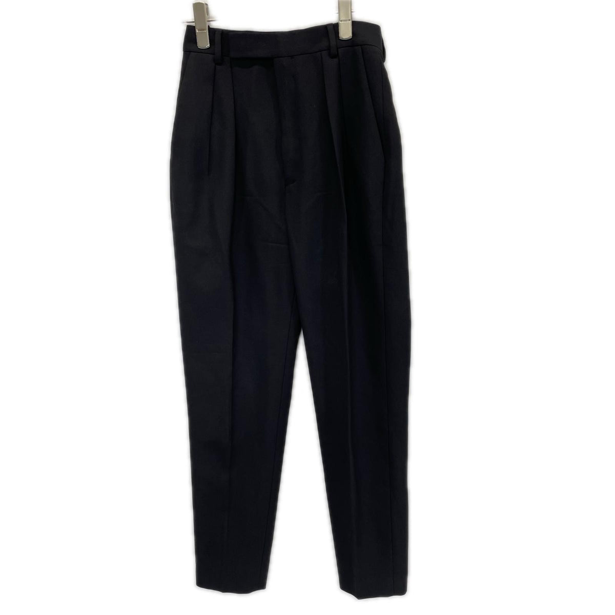 CELINE 2P106120D Wool 2-Pleat Trousers Black Size 38