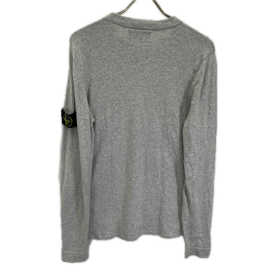 STONE ISLAND Patch Cotton Knit Sweater Light Gray Size M
