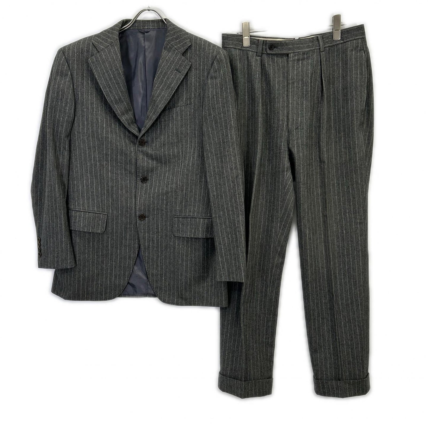 BEAMS F Gray Stripe Wool 3B Single Suit Size 97