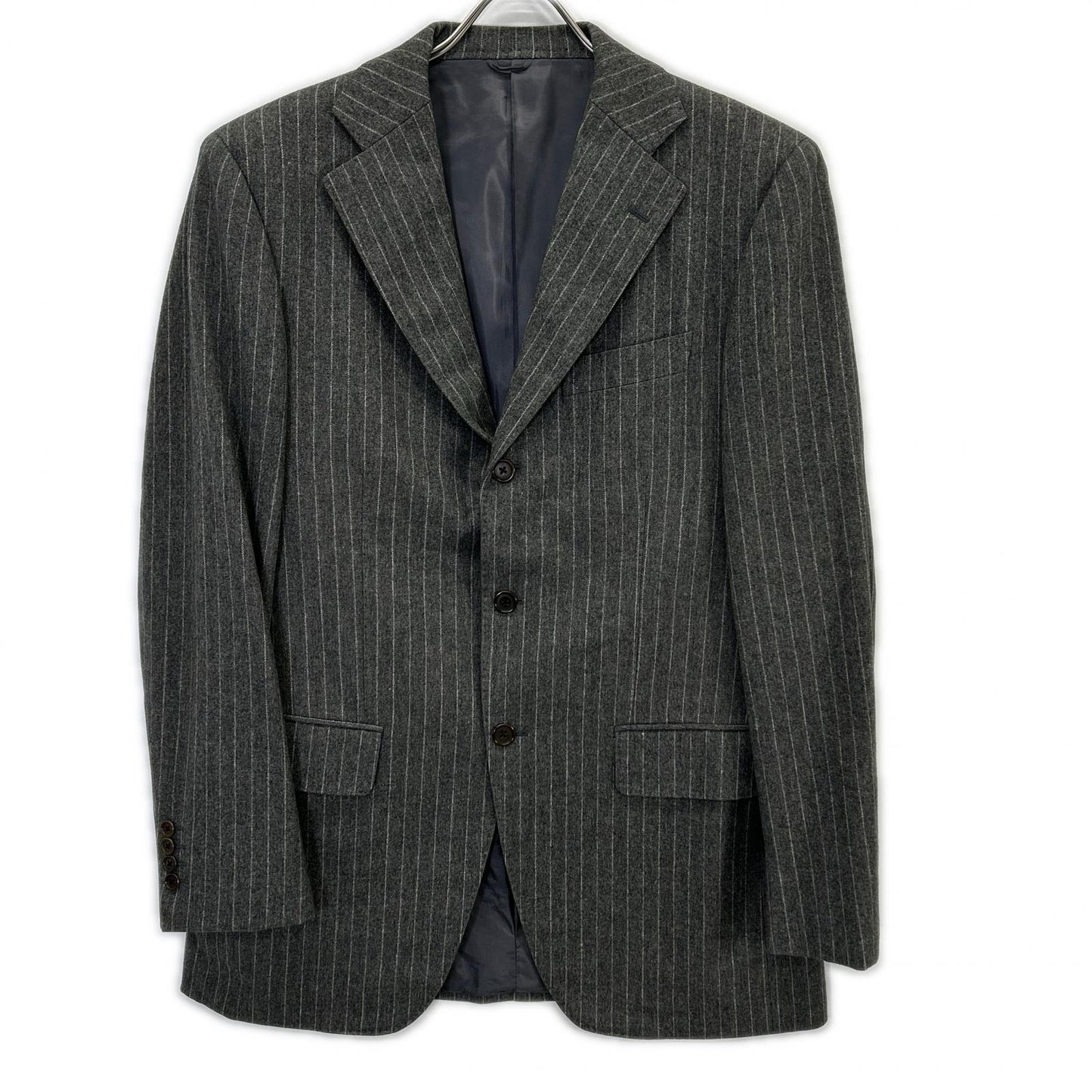 BEAMS F Gray Stripe Wool 3B Single Suit Size 97