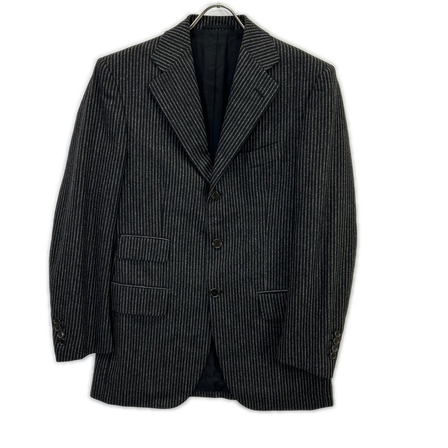 LUCIANO BARBERA Charcoal Stripe 3B Jacket Size 46