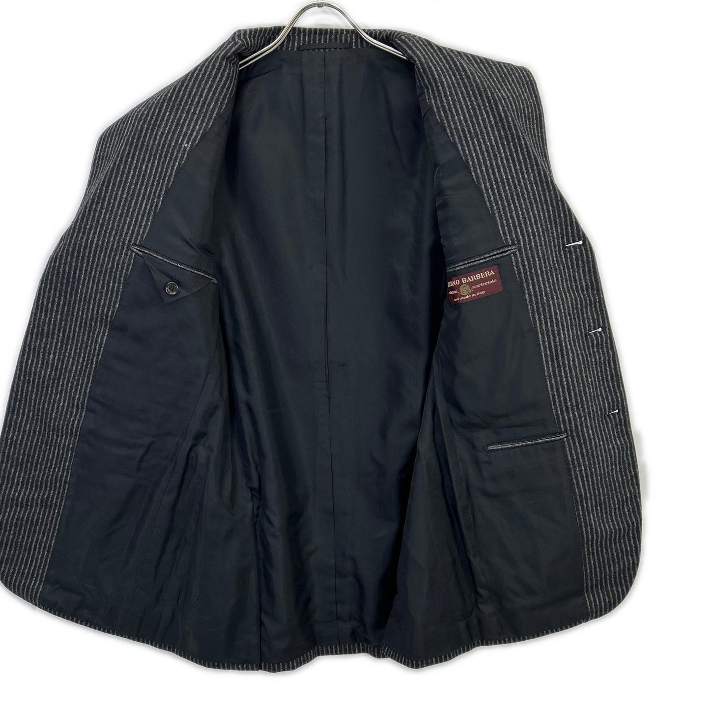 LUCIANO BARBERA Charcoal Stripe 3B Jacket Size 46