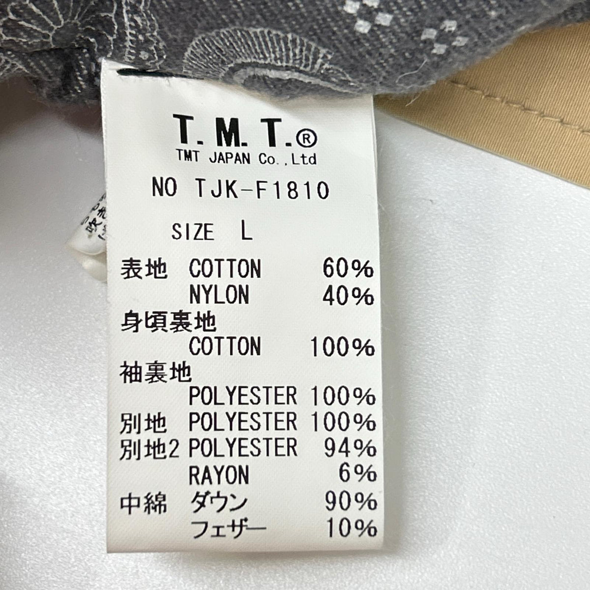 TMT Cotton-Nylon Grosgrain Down Coat Size L