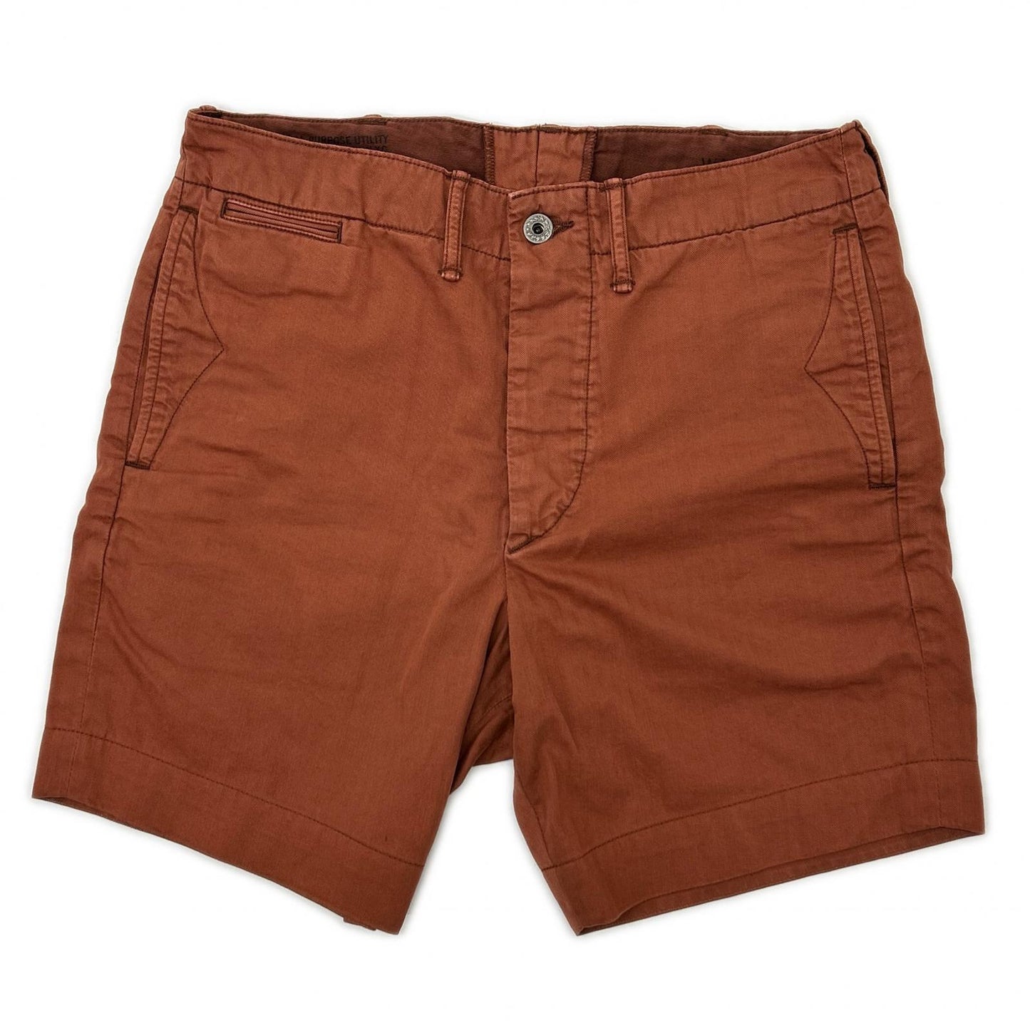 RRL 24SS Red Cotton Button Fly Shorts Size 28