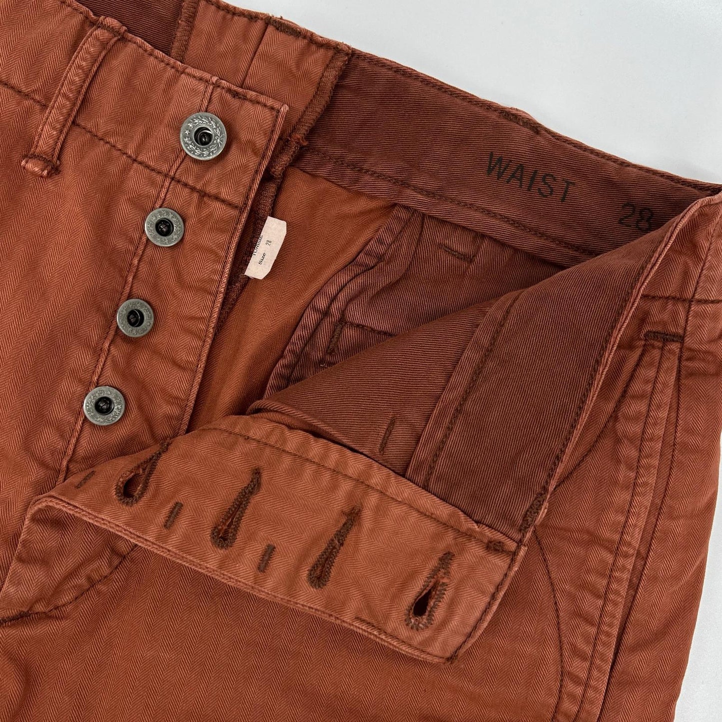 RRL 24SS Red Cotton Button Fly Shorts Size 28