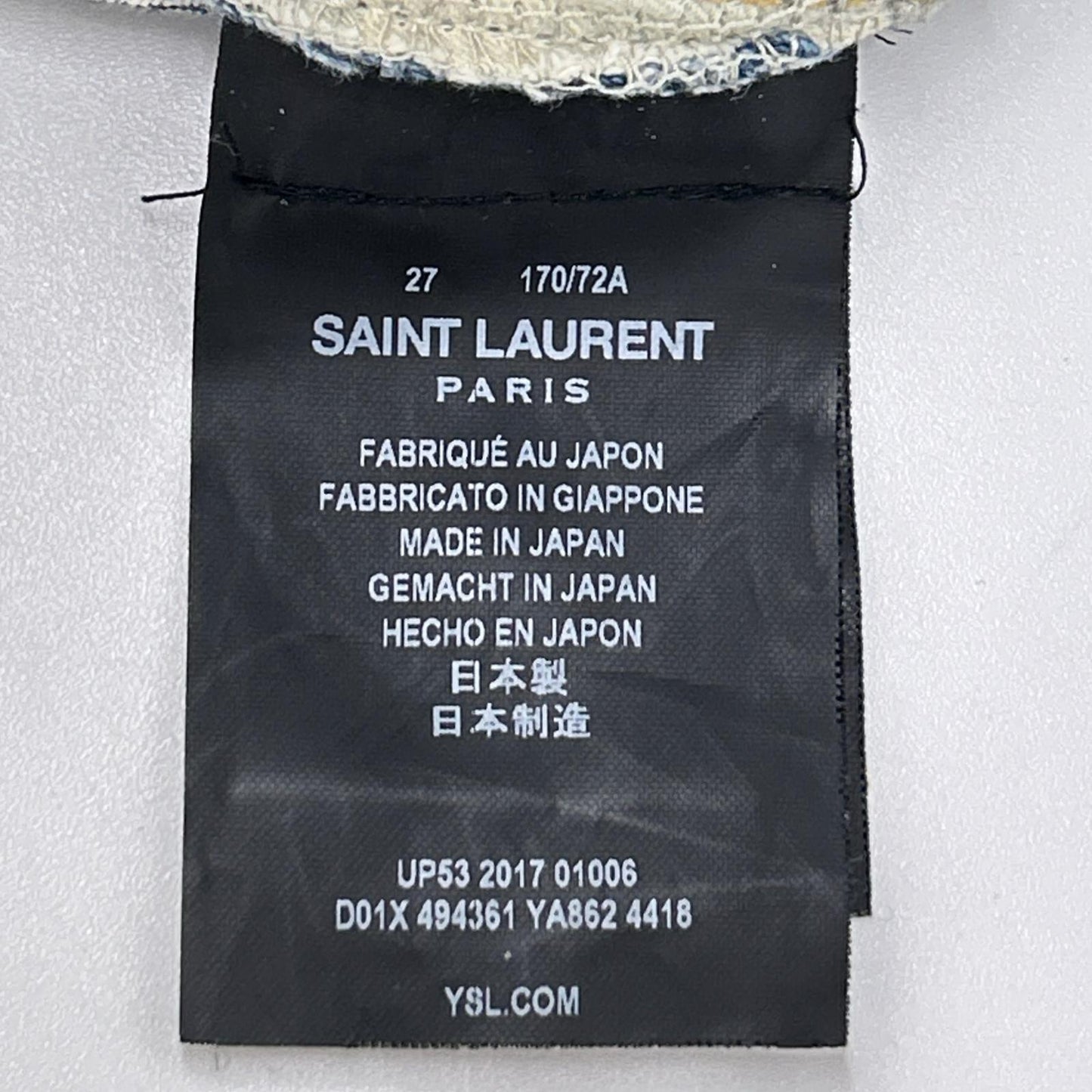 SAINT LAURENT PARIS 2017 USED Wash Denim Indigo Size 27