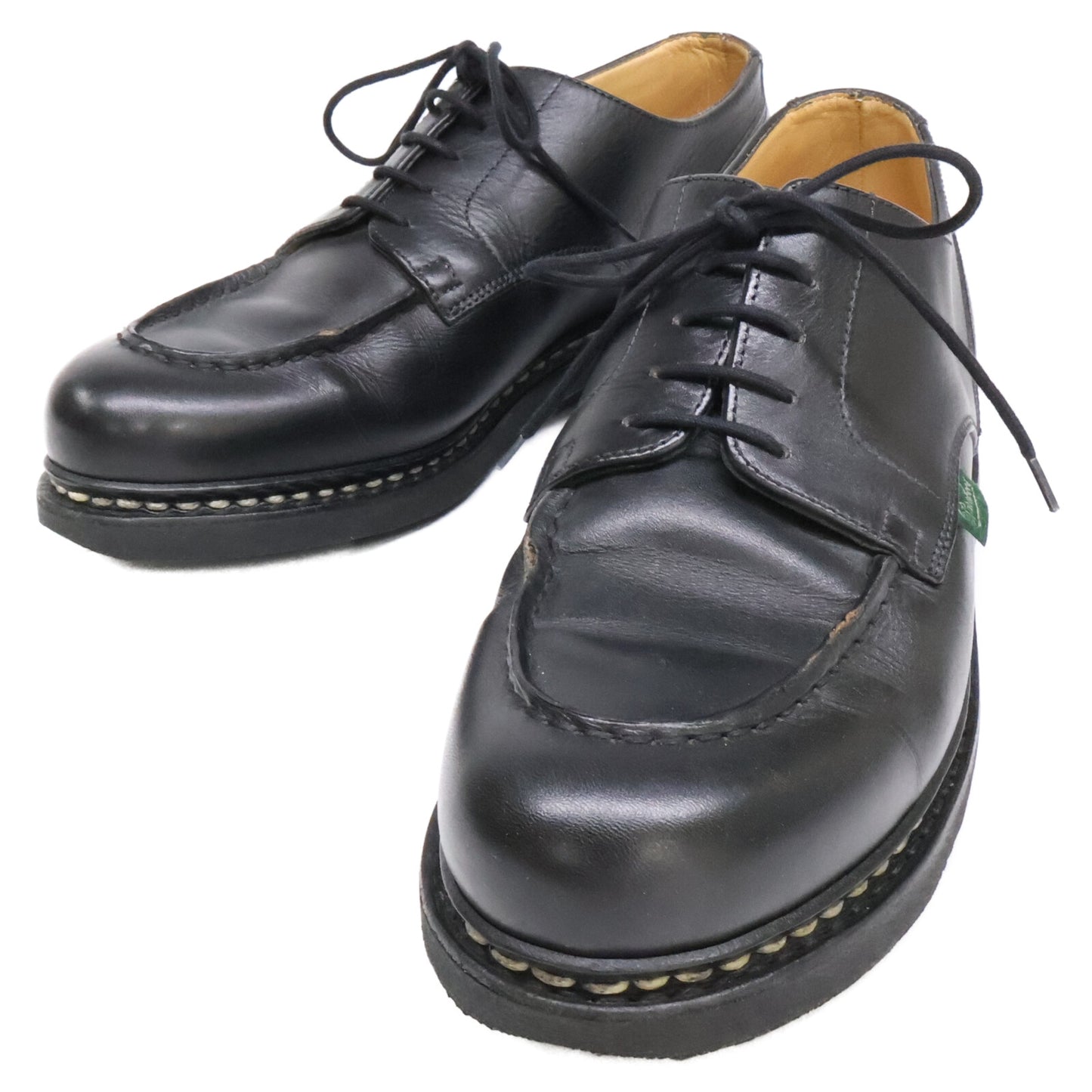 Paraboot Chambord Black Leather U-Tip Boots Size 7