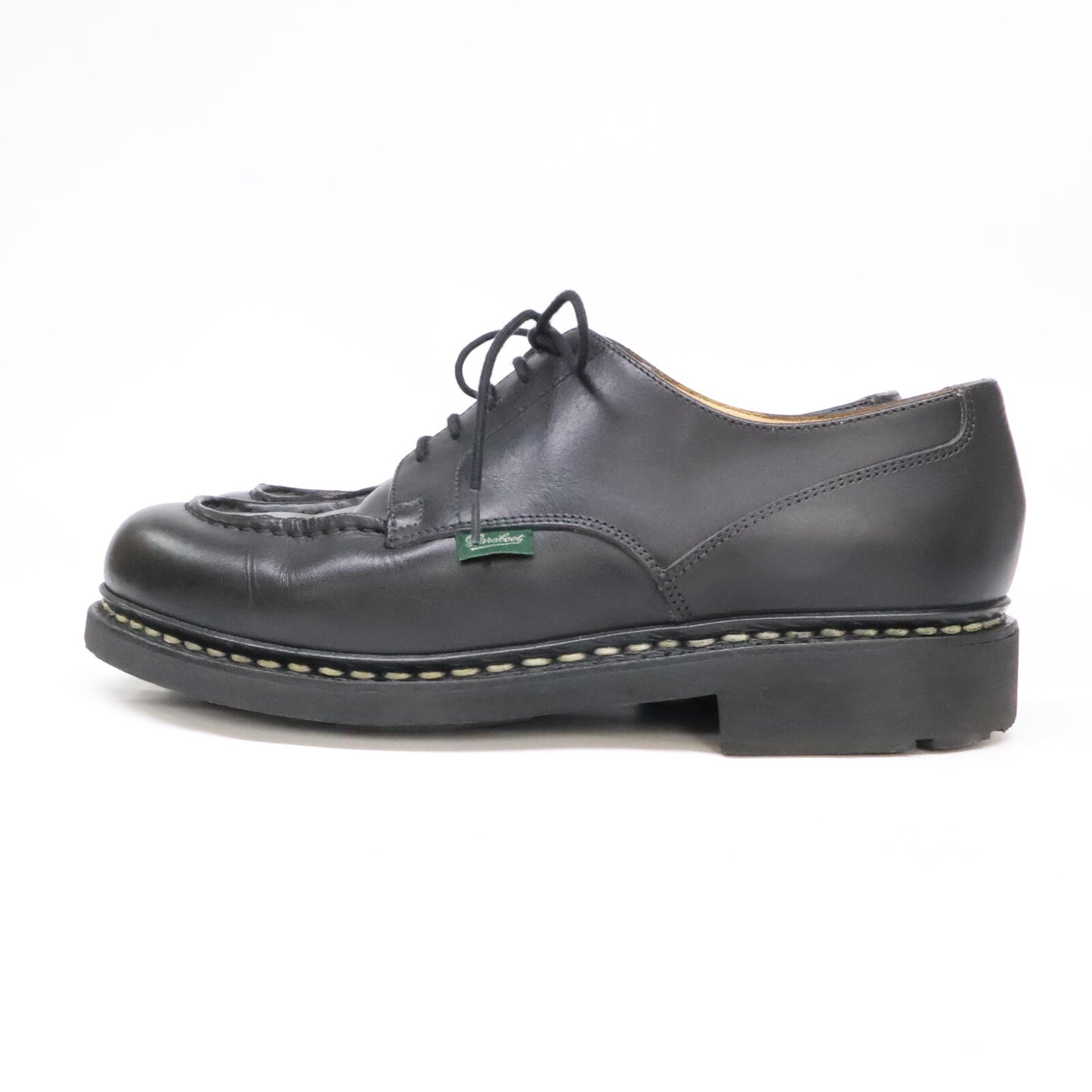 Paraboot Chambord Black Leather U-Tip Boots Size 7