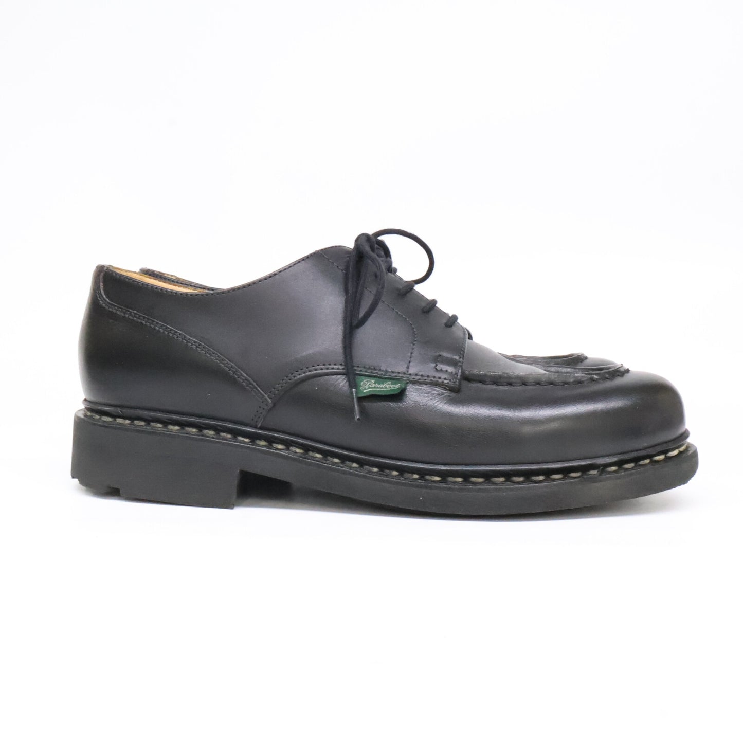 Paraboot Chambord Black Leather U-Tip Boots Size 7