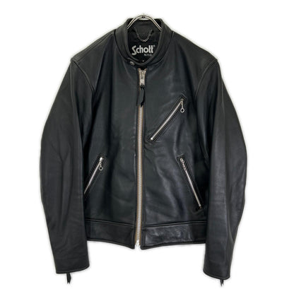 schott Cafe Racer Single Rider Leather Jacket Black Size M